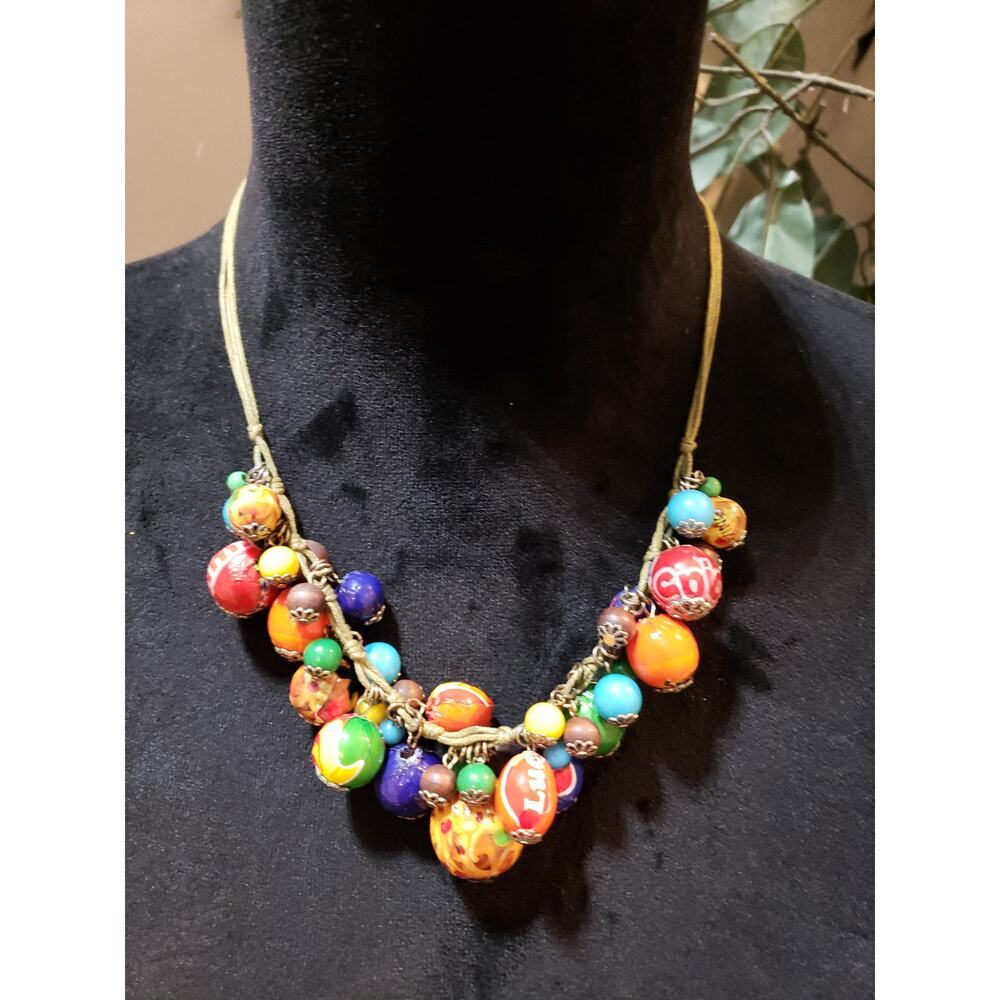 Womens Handcrafted Colorful Ball Beads Cluster Charm Necklace Jewelry w/ Lobster